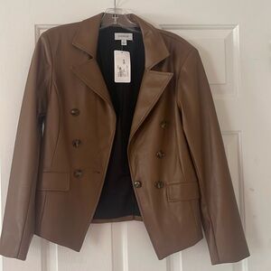 Faux leather blazer by evereve